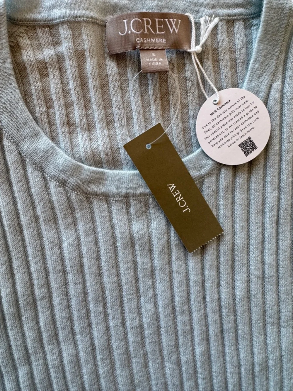 NWT J. CREW Women’s New ribbed featherweight 100% cashmere T-shirt Fresh Air S - Picture 8 of 16